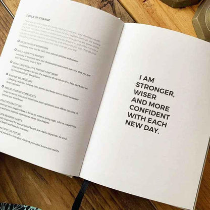 Natural linen I Am... Mindset Journal for Teenagers by Awesome Inc NZ, featuring gratitude prompts and positive affirmations.