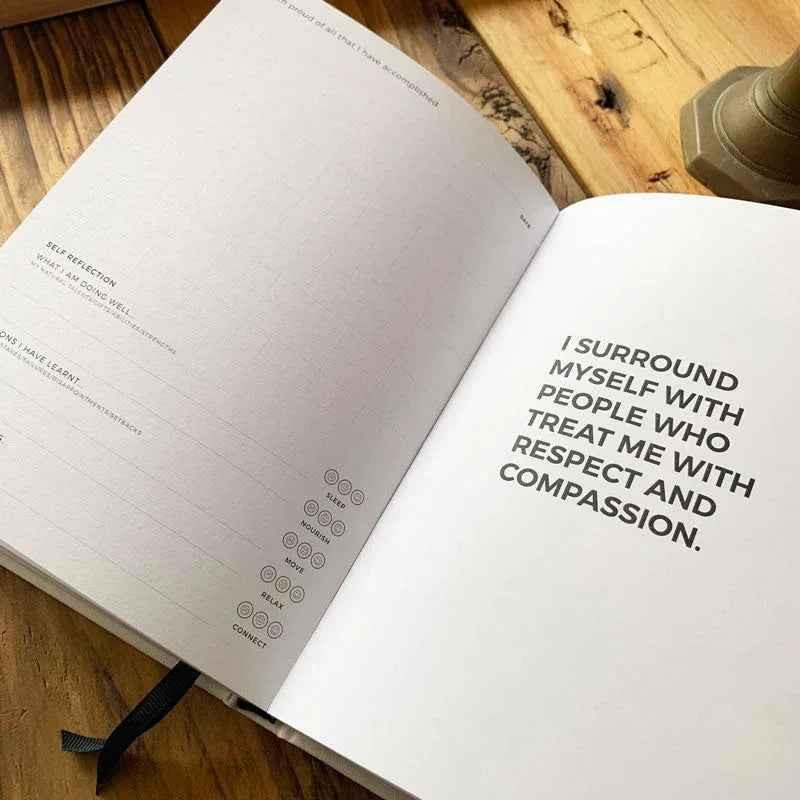 Natural linen gratitude journal for teenagers, titled "I Am... Mindset Journal for Teenagers" by Awesome Inc NZ, designed for positive reflection.