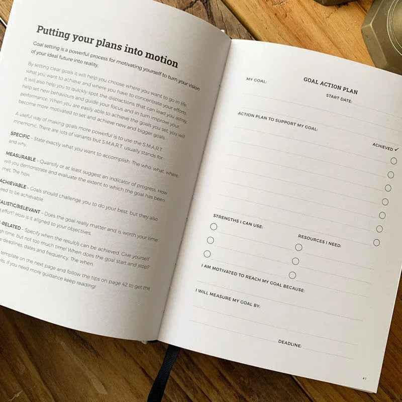 Natural linen gratitude journal for teenagers by Awesome Inc NZ, featuring "I Am Enough" on the cover, designed for teen mindset reflection.