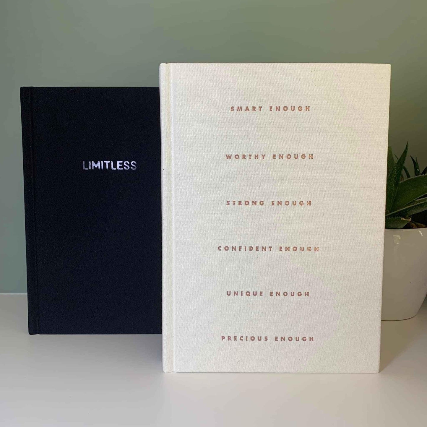 Natural linen gratitude journal for teenagers with "I Am" affirmation cover, designed to promote positive mindset and self-reflection.