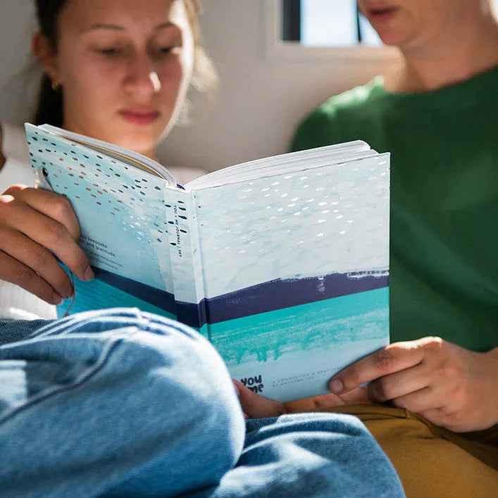 Ocean yellow You + ME Connection Gratitude Journal by Awesome Inc NZ, featuring inspiring design and space for daily reflections.
