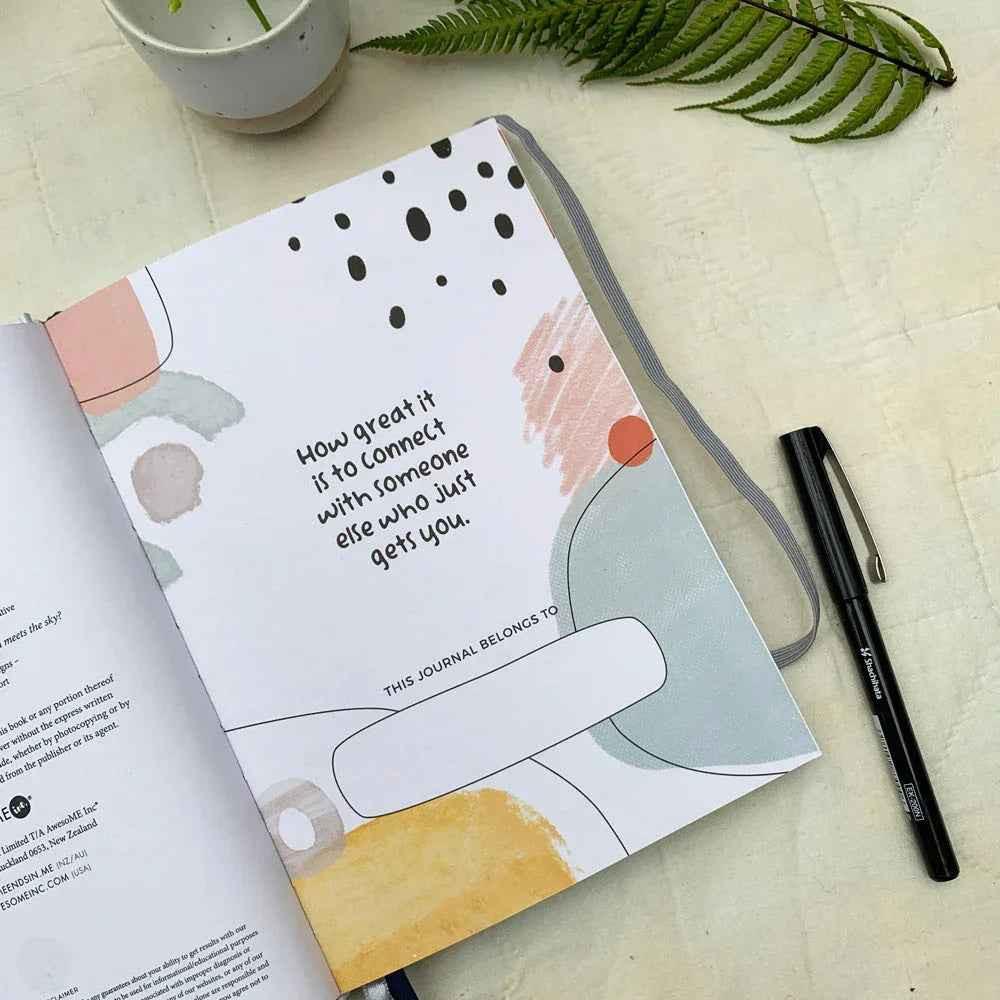 Set of You + ME Connection Gratitude Journals by Awesome Inc NZ in ocean yellow, featuring inspiring prompts and space for reflection.