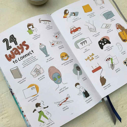 Ocean yellow You + ME Connection Gratitude Journals by Awesome Inc NZ, featuring inspiring covers and journaling pages.