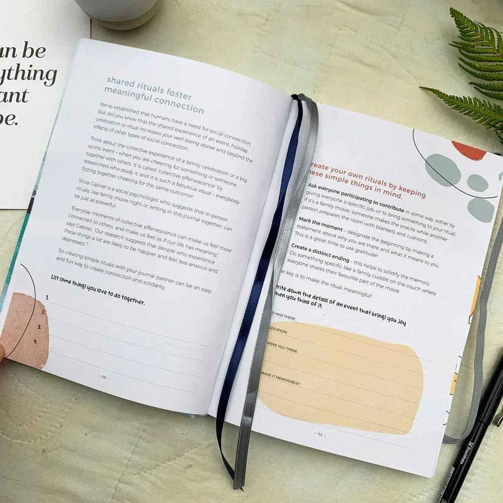 Ocean yellow You + ME Connection Gratitude Journal by Awesome Inc NZ, featuring a vibrant cover and spiral binding.