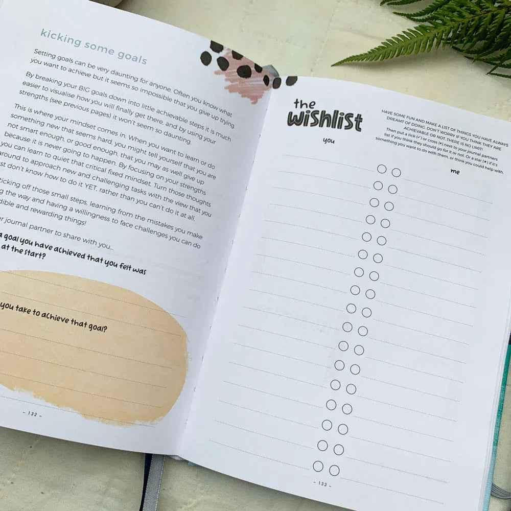 Ocean yellow You + ME Connection Gratitude Journal by Awesome Inc NZ, designed for expressing gratitude and mindfulness.