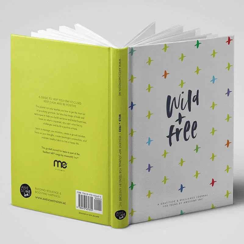 Resilient ME gratitude journal for teens by Awesome Inc NZ, featuring a colorful cover and space for daily reflections.