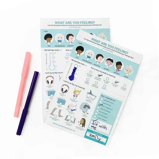 Emotional Warriors Notepad for kids ages 5-12 by Awesome Inc NZ, featuring colorful illustrations to help children understand feelings.
