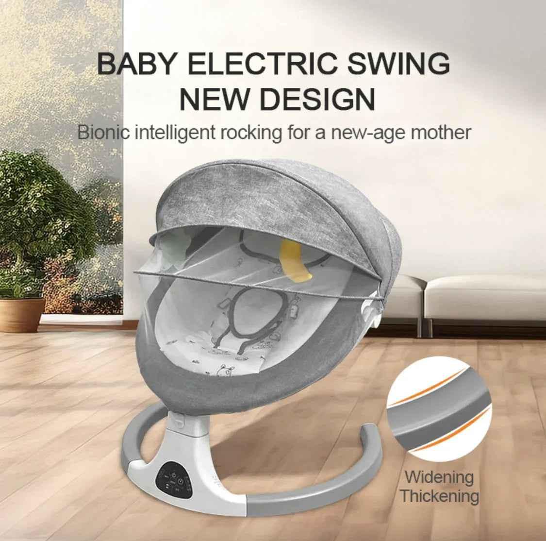 Baby Way NZ 2-in-1 electric baby rocker swing, bouncer, and dining seat with food tray and remote control.