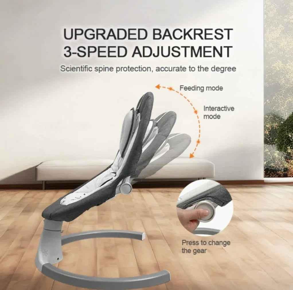 Baby Way NZ 2-in-1 electric baby rocker swing, bouncer, and dining seat with food tray and remote control.