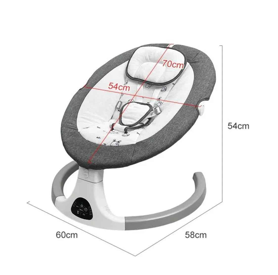Baby Way NZ 2-in-1 electric baby rocker swing, bouncer, and dining seat with food tray and remote control, designed for infants.