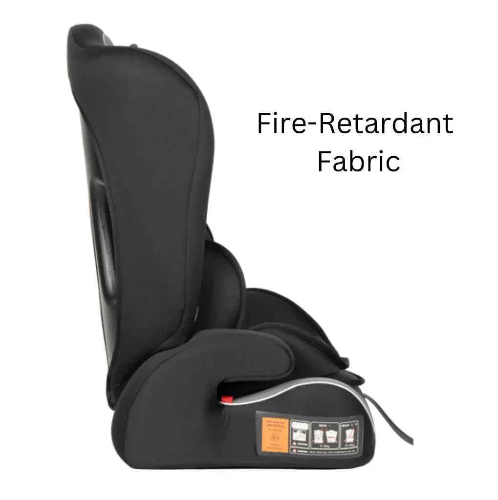 Baby Way NZ ComFit portable and convertible booster car seat for babies and toddlers, shown in a neutral fabric with adjustable straps.