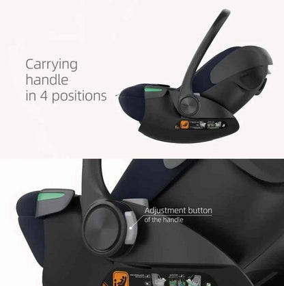 Baby Way NZ Crown i-Size Capsule Car Seat in olive with reclining feature and 6-level adjustable headrest for babies and toddlers.