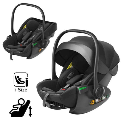 Black Crown i-Size reclining capsule car seat with 360 rotating ISOFIX base for babies and toddlers by Baby Way NZ.