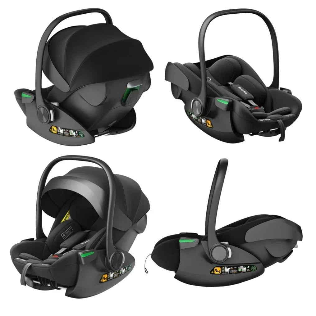 Baby Way NZ Crown i-Size reclining capsule car seat with 360° rotating ISOFIX base in black for infants and toddlers.