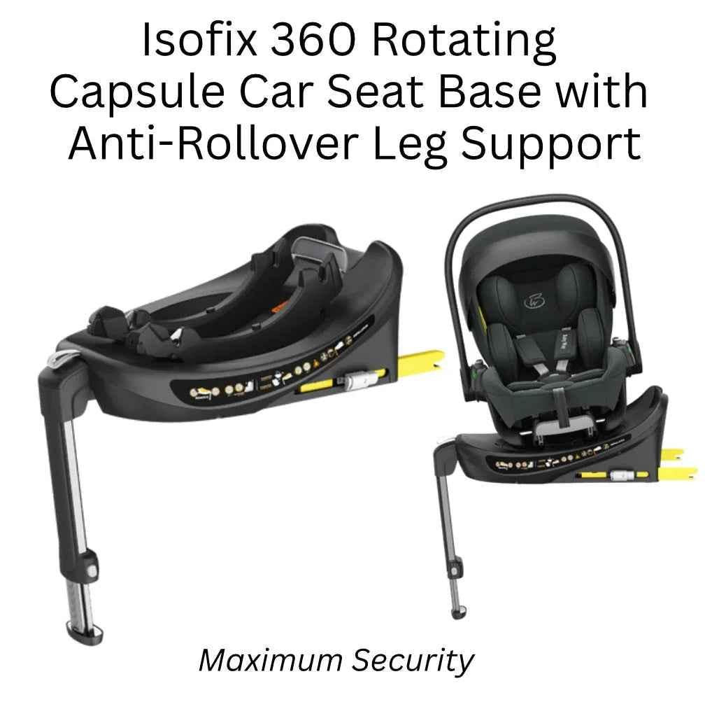 Baby Way NZ Crown i-Size reclining capsule car seat with ISOFIX 360 rotating base in olive for infants and toddlers.