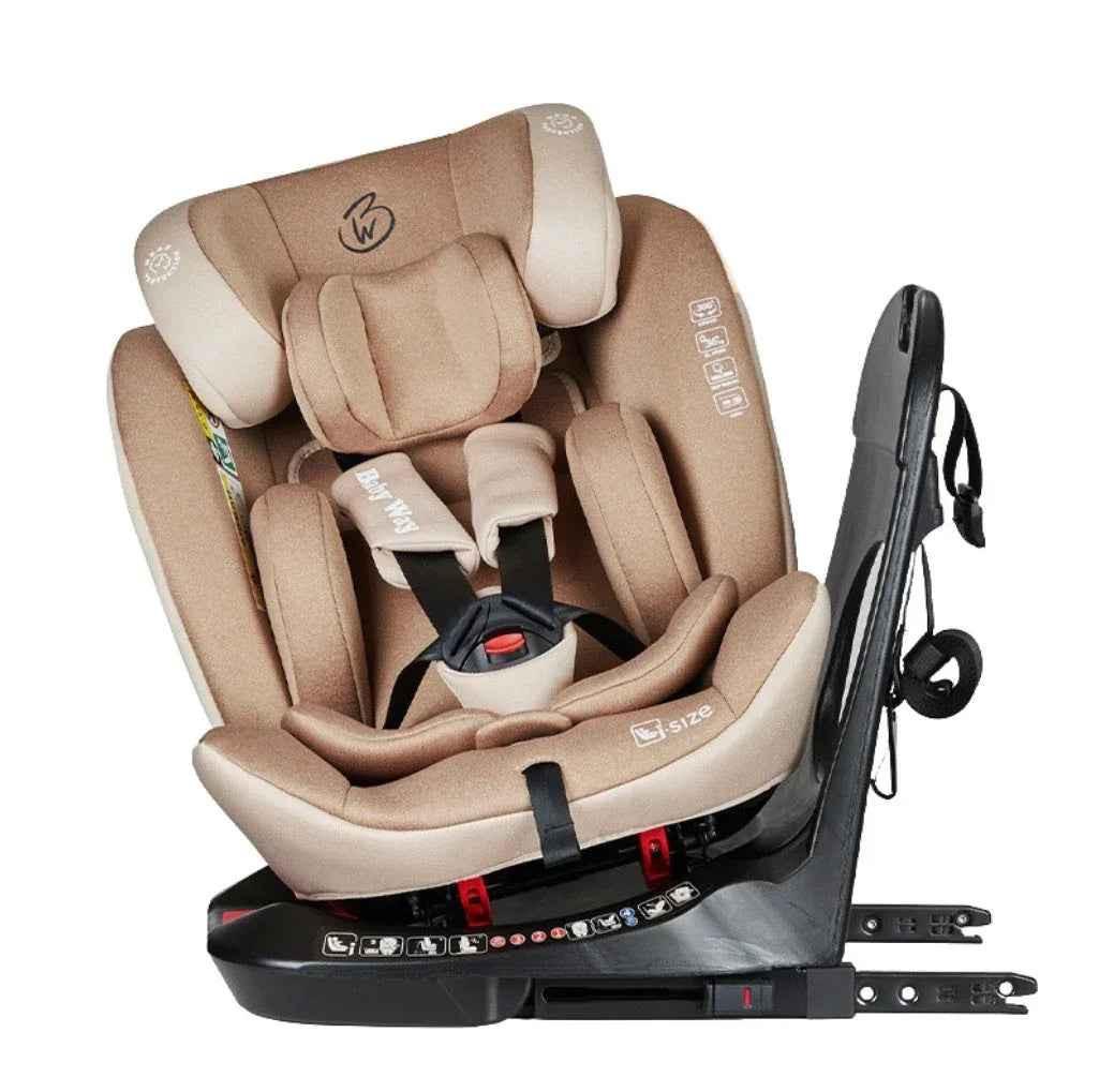 Baby Way NZ Defender i-Size 360 rotating convertible car seat in beige with ISOFIX and top tether for babies and toddlers.