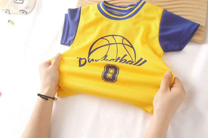Baby Way NZ kids' sportswear matching set with black basketball and netball tops for toddlers, size 2, featuring athletic style.