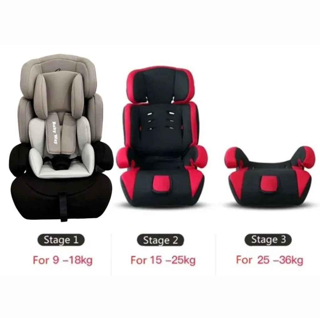 Black Baby Way NZ The Racer car seat booster with adjustable headrest, designed for safe and comfortable child seating.