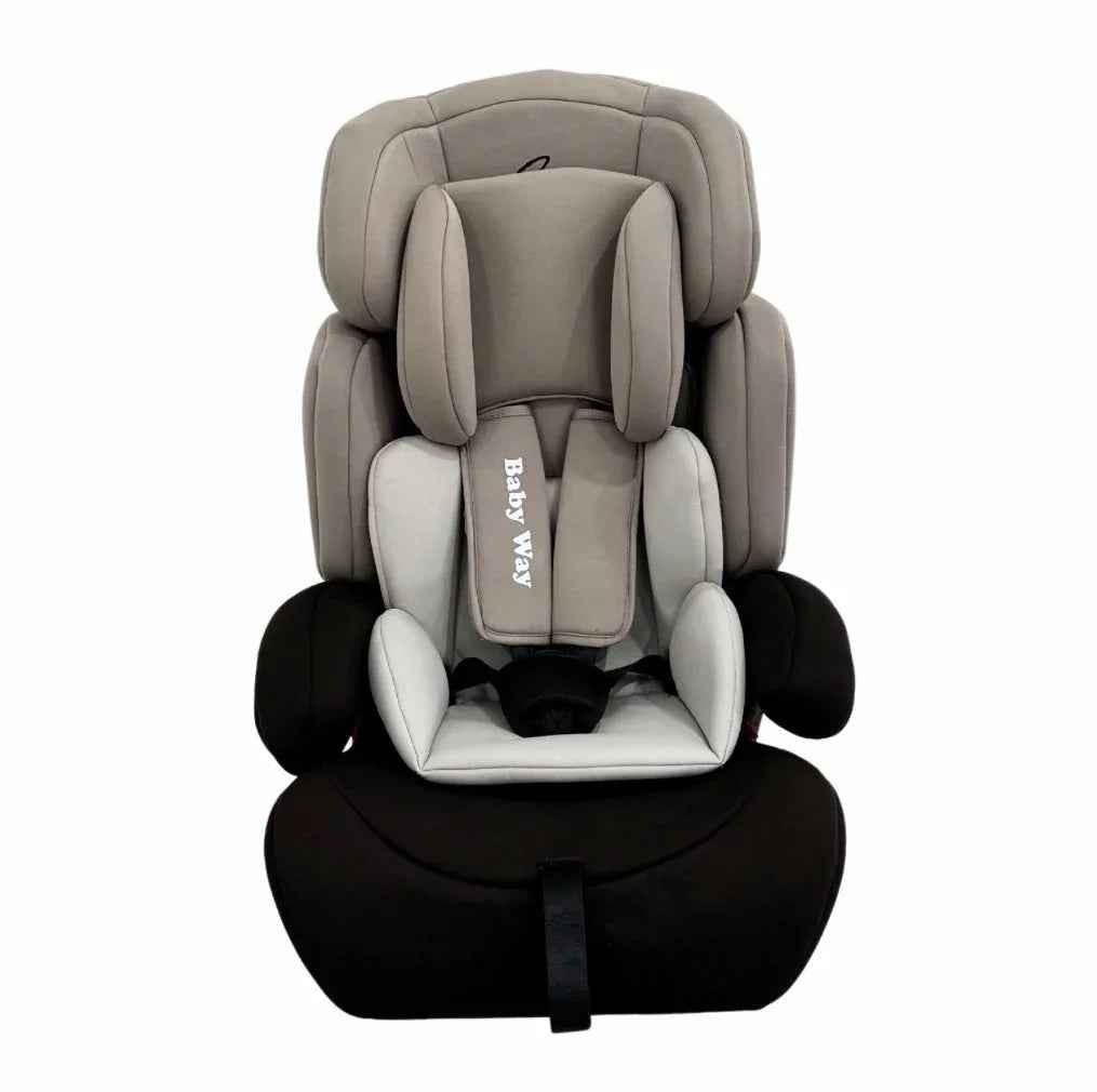 Baby Way NZ The Racer car seat booster with adjustable headrest, black booster seat for children, safety harness included.
