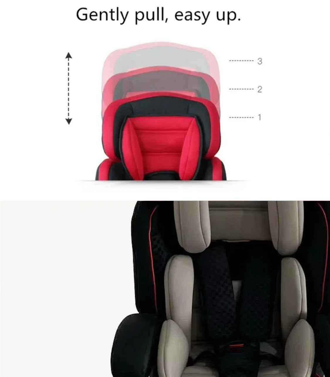 Black Baby Way NZ Racer car seat booster with adjustable headrest, designed for comfort and safety in booster seats.