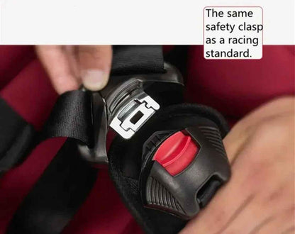 Black Baby Way NZ The Racer car seat booster with adjustable headrest, designed for safe and comfortable child seating.
