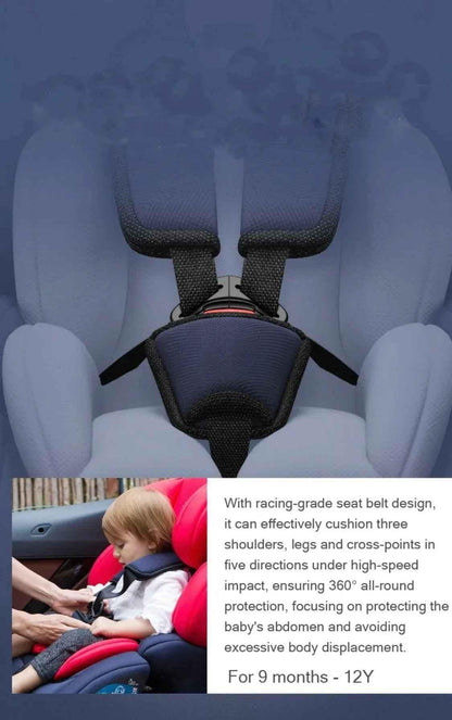 Black Baby Way NZ Racer car seat booster with adjustable headrest, designed for comfortable and safe child seating.