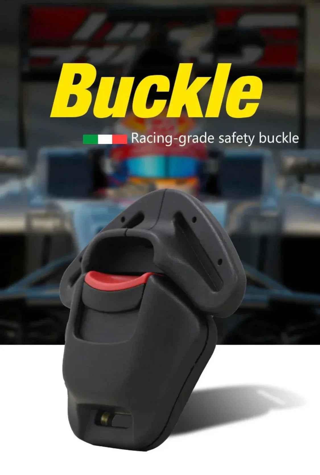 Black Baby Way NZ The Racer car seat booster with adjustable headrest, designed for safe and comfortable child seating.