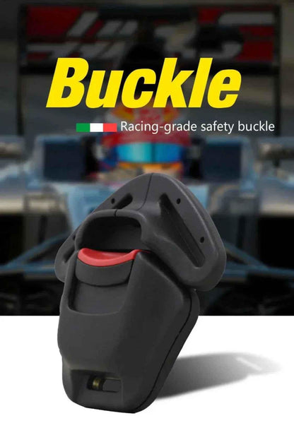 Black Baby Way NZ The Racer car seat booster with adjustable headrest, designed for safe and comfortable child seating.