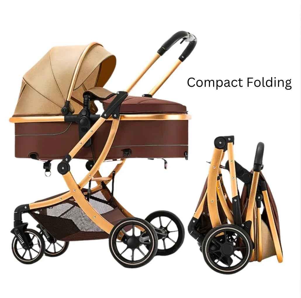 Baby Way NZ 2-in-1 convertible bassinet stroller in black, featuring two-way design and multifunctional features for infants and toddlers.