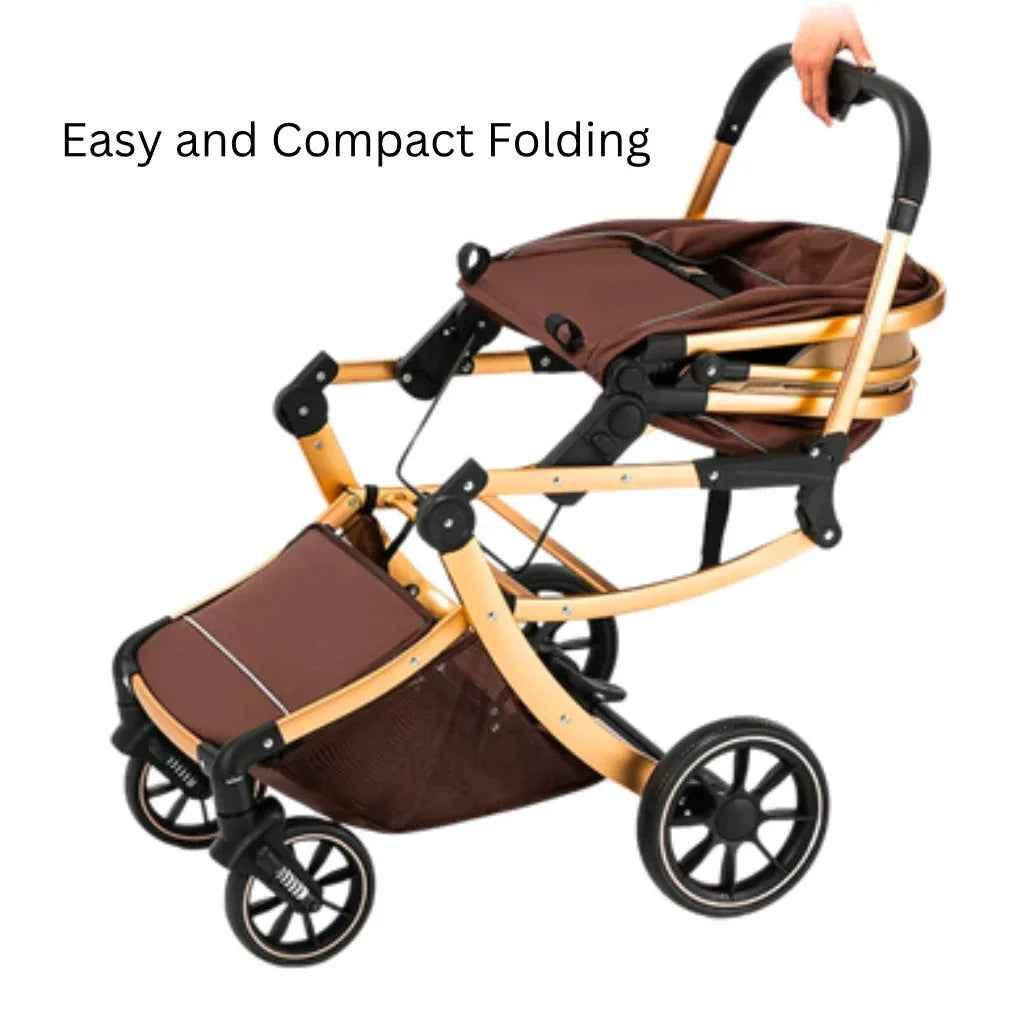 Baby Way NZ 2-in-1 convertible bassinet stroller in black, featuring a multifunctional two-way design for infants and toddlers.