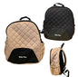 Beige quilted Baby Way NZ diaper backpack with multiple compartments, lightweight and designed for moms carrying baby essentials.
