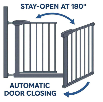 Grey Baby Way NZ safety gate for baby and pet barrier, fits 75-84 cm doorways, secure and easy to install.