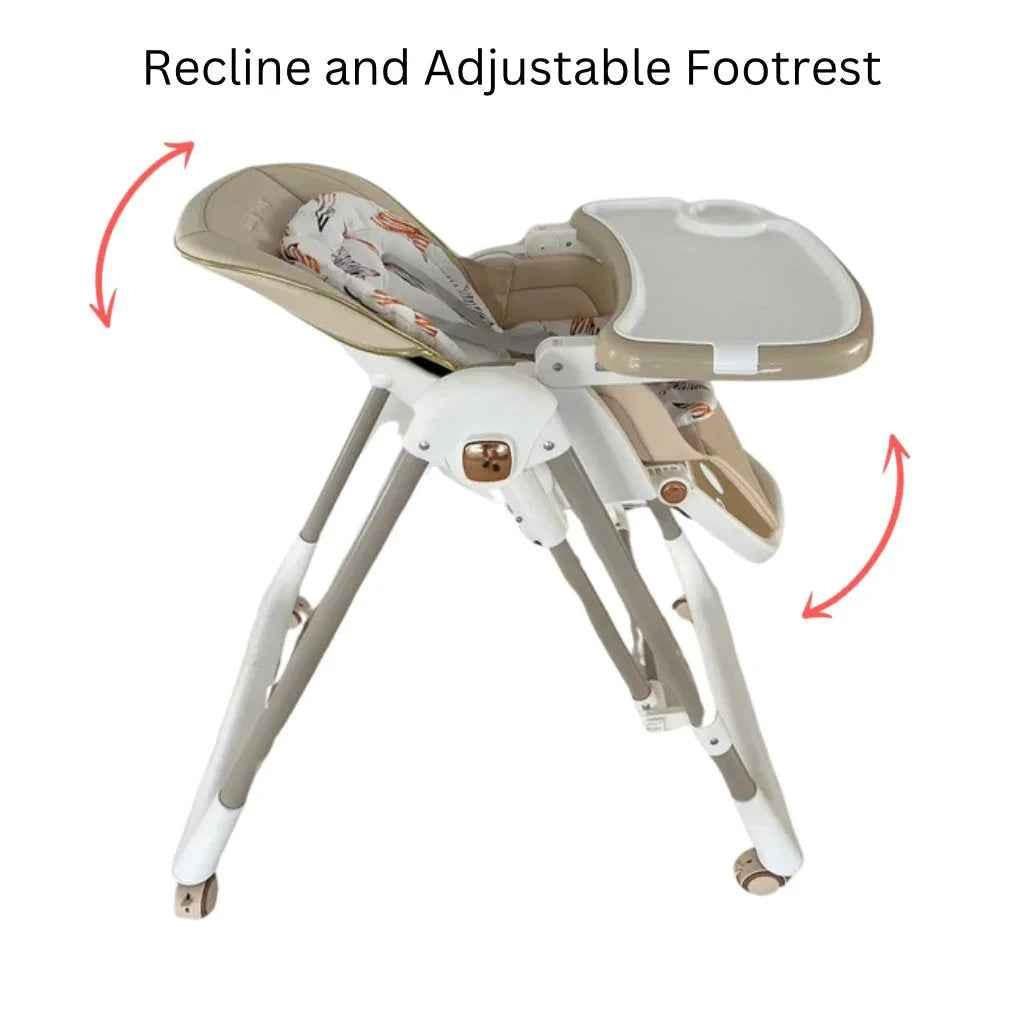 Jupiter Beige 2-in-1 High Chair and Swing by Baby Way NZ, showing a versatile beige high chair with swing features.