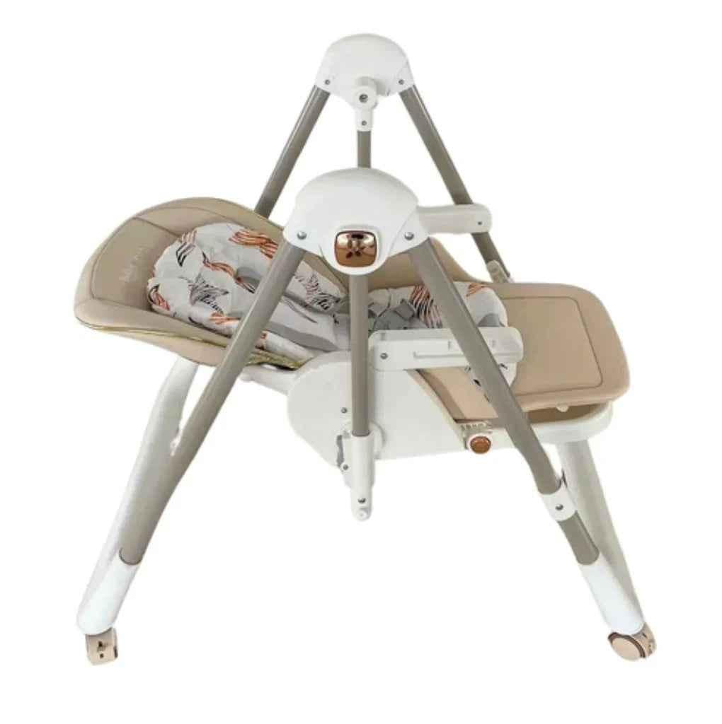 Baby Way NZ Jupiter Beige 2-in-1 High Chair and Swing for babies, featuring a comfortable beige design and versatile functionality.