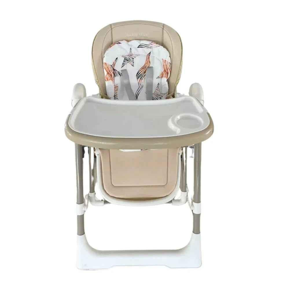 Jupiter Beige Baby Way NZ 2-in-1 high chair and swing for babies, featuring a comfortable beige design and adjustable features.