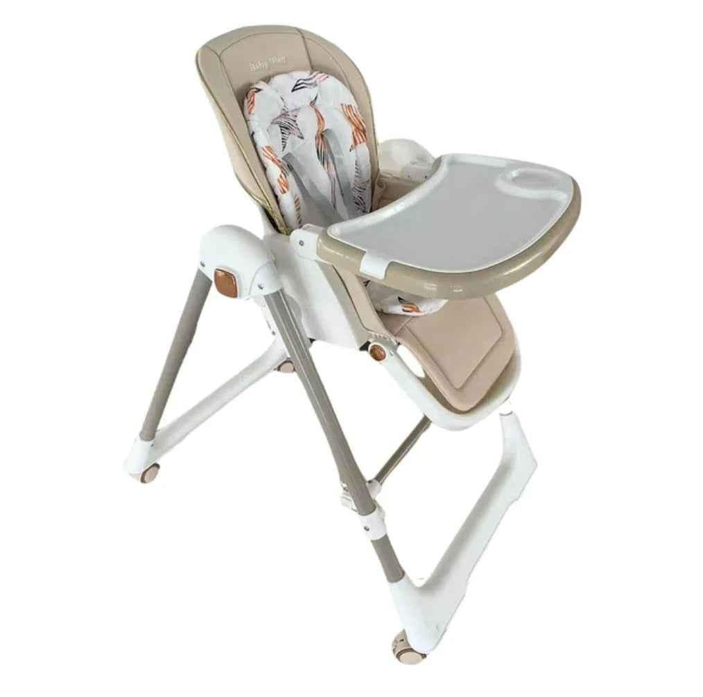 Jupiter Beige 2-in-1 Baby Way NZ high chair and swing for infants, featuring a sturdy frame and comfortable seating.