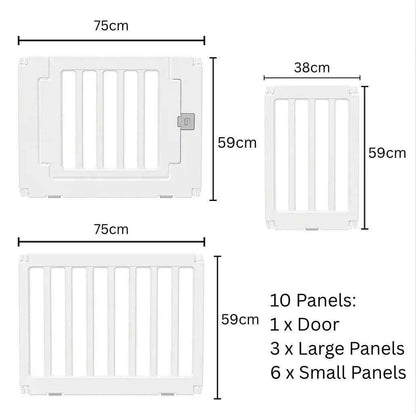 Baby Way NZ 2-in-1 convertible baby playpen with 10 pieces and storage rack, showing the play yard setup with safe, colorful panels.