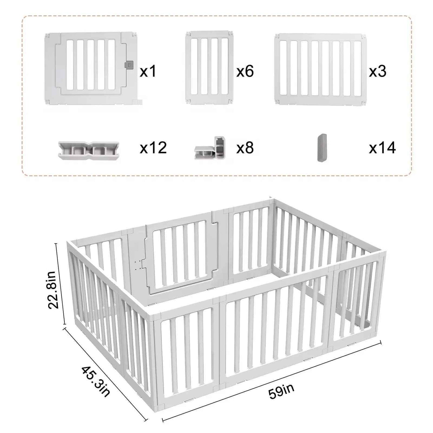 Baby Way NZ 2-in-1 convertible baby playpen with 10 pieces and storage rack, showing flexible play yard setup with safety panels and storage shelves.