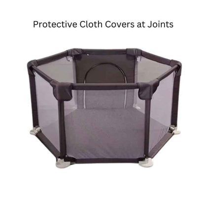 Hexagon Baby Playpen with Zipper Door by Baby Way NZ, versatile kids play yard for safe indoor play space.