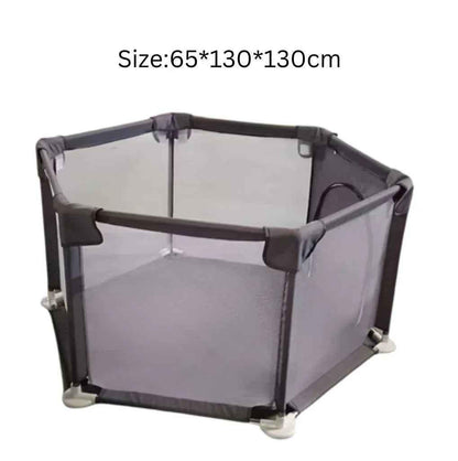 Hexagon Baby Playpen with zipper door by Baby Way NZ, sturdy play yard for kids, providing a safe and spacious play area.