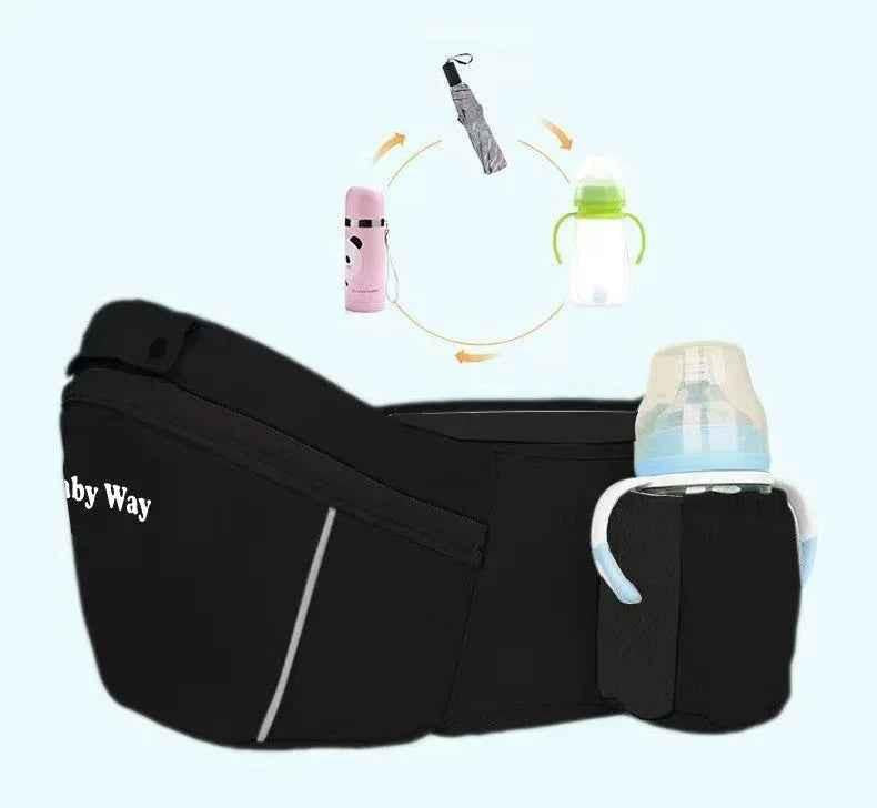 Black Baby Way NZ ergonomic multi-function baby carrier with hip seat for 0-36 months, soft-structured design, adjustable straps