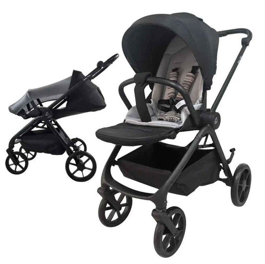 Baby Way NZ Crown Y luxury reversible bassinet stroller with sunshade, extended canopy, and capsule combo for comfortable strolling.