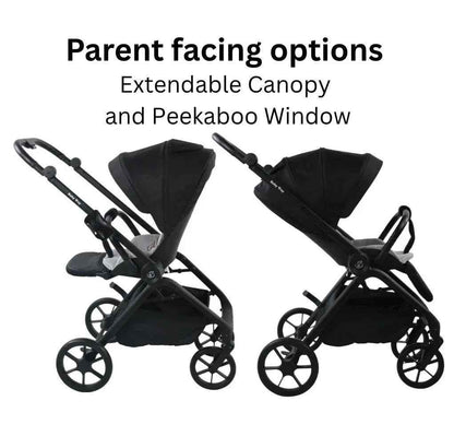 Baby Way NZ Crown Y luxury reversible bassinet stroller with sunshade, extended canopy, and capsule combo for comfort and style.