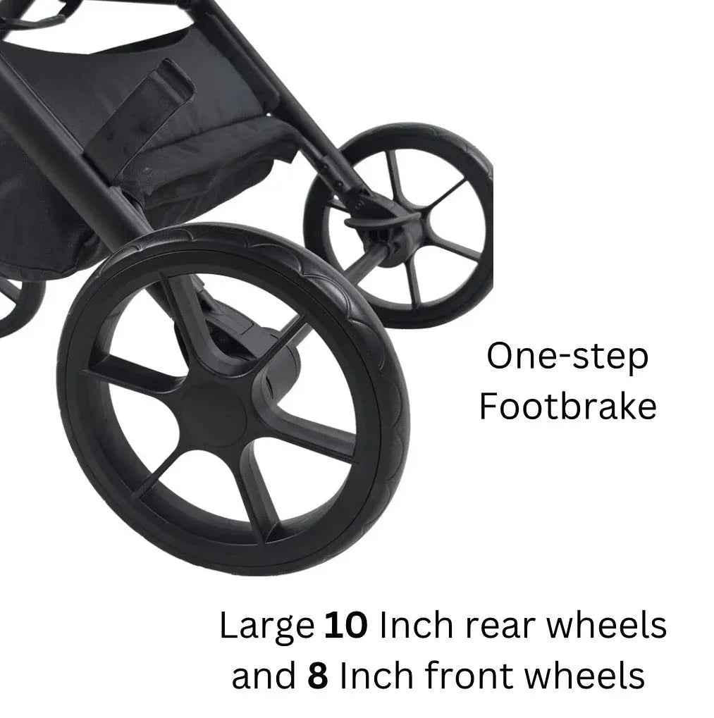 Baby Way NZ Crown Y luxury travel system with reversible stroller, reclining i-Size capsule, and rotating ISOFIX base.