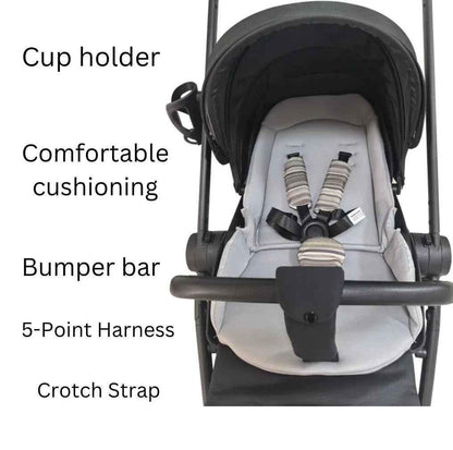 Baby Way NZ Crown Y Luxury Travel System with reversible stroller, reclining i-Size capsule, and rotating ISOFIX base.