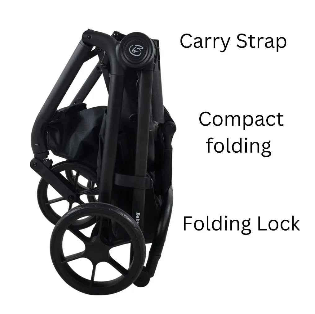 Baby Way NZ Crown Y Luxury Travel System with reversible stroller, reclining i-Size capsule, and rotating ISOFIX base.