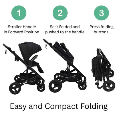 Baby Way NZ Versa 2-in-1 open bassinet stroller with sunshade and cup holder, showing the versatile stroller and capsule combo.