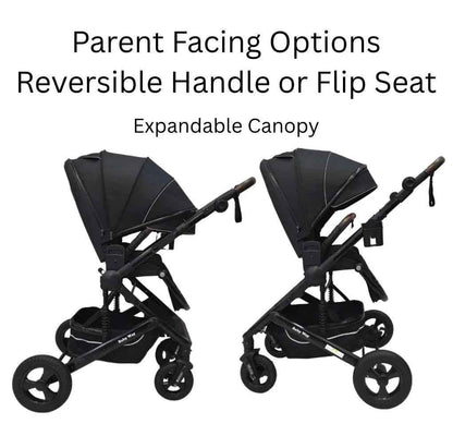 Baby Way NZ Versa 3-in-1 travel system with open bassinet stroller and capsule car seat with sunshade for infants.