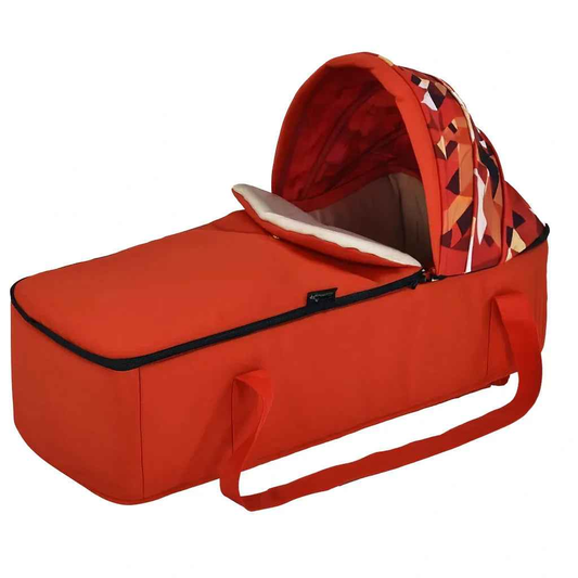 Baby Way NZ Cocoon Soft Carry Cot baby lounger with canopy and foot cover in red, designed for travel bassinets.
