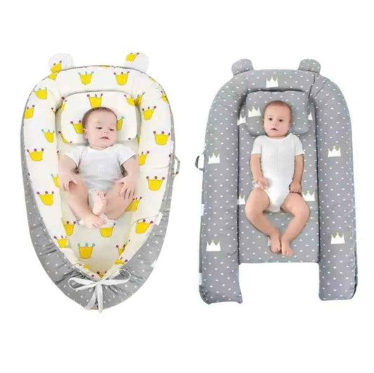 Reversible Baby Lounger with Pillow by Baby Way NZ, portable adjustable baby bed and bassinet for travel and comfort.